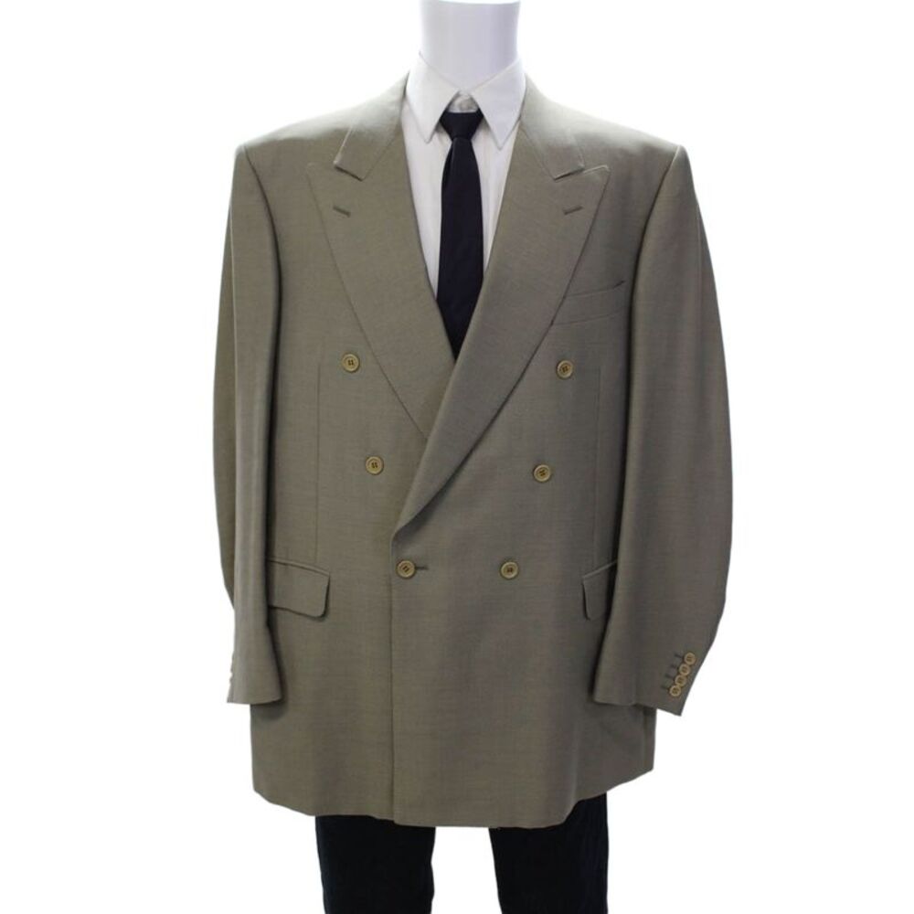 Canali Men's Long Sleeves Lined Collared Double Breast Jacket Beige Size 42